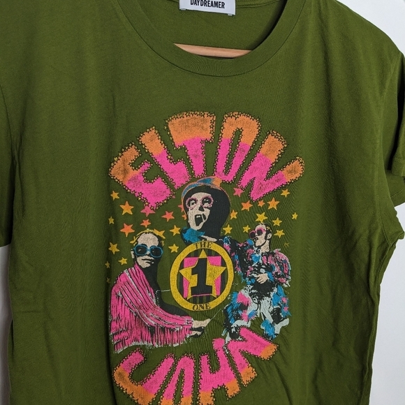 DAYDREAMER Elton John the One Solo Tee NEW Size S Green Boho Colorful - Picture 2 of 6